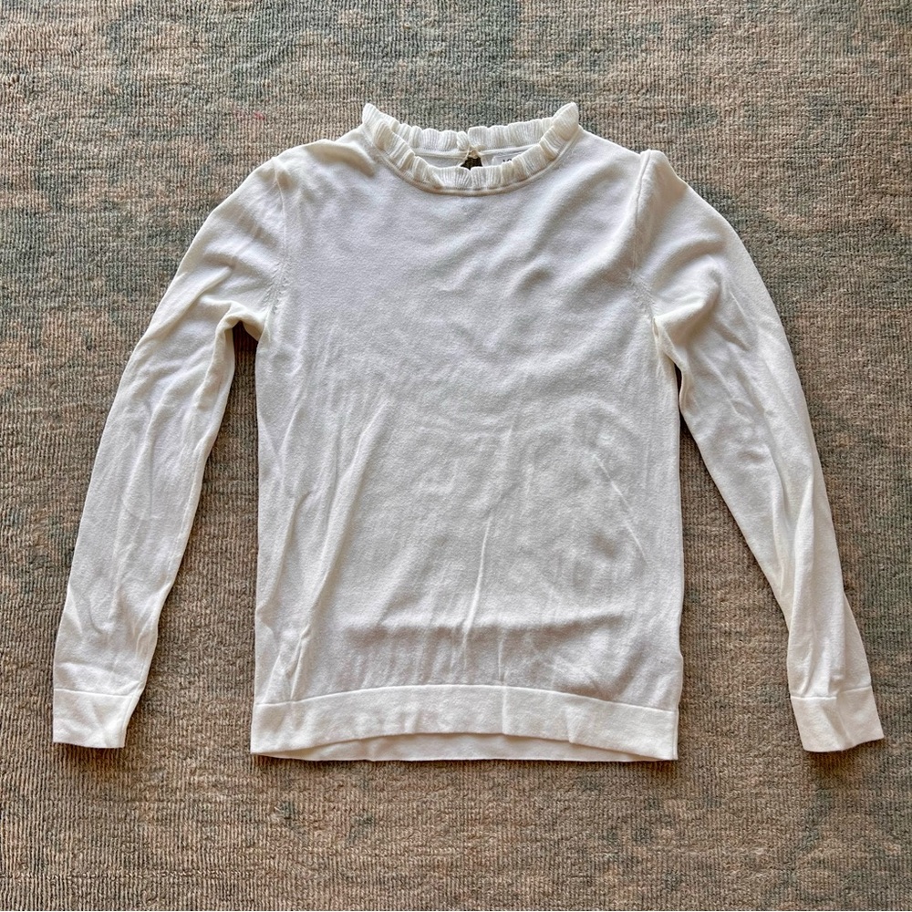 J. Crew White Ruffled Women's Top